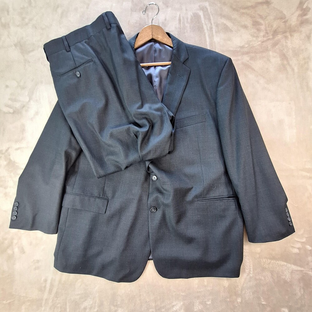 Southwick Suit Mens 52R 46W Gray Wool Double Vent 2 Button 2 Piece Formal USA